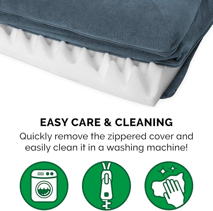 Furhaven Orthopedic Dog Bed for Large Dogs w/ Removable Bolsters &amp; Washable Cover, For Dogs Up to 95 lbs - Sherpa &amp; Chenille Sofa - Orion Blue, Jumbo/XL