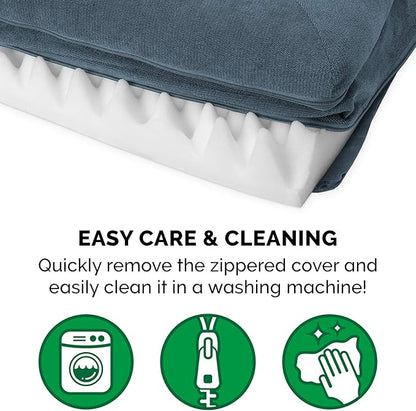 Furhaven Orthopedic Dog Bed for Large Dogs w/ Removable Bolsters &amp; Washable Cover, For Dogs Up to 95 lbs - Sherpa &amp; Chenille Sofa - Orion Blue, Jumbo/XL