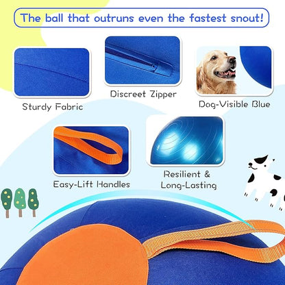 25" Herding Ball for Dogs – Durable Horse Ball Style Dog Toy with Cover – Dog Herding Toy for Outdoor Play, Training &amp; Exercise – Great for Australian Shepherds &amp; Large Breeds