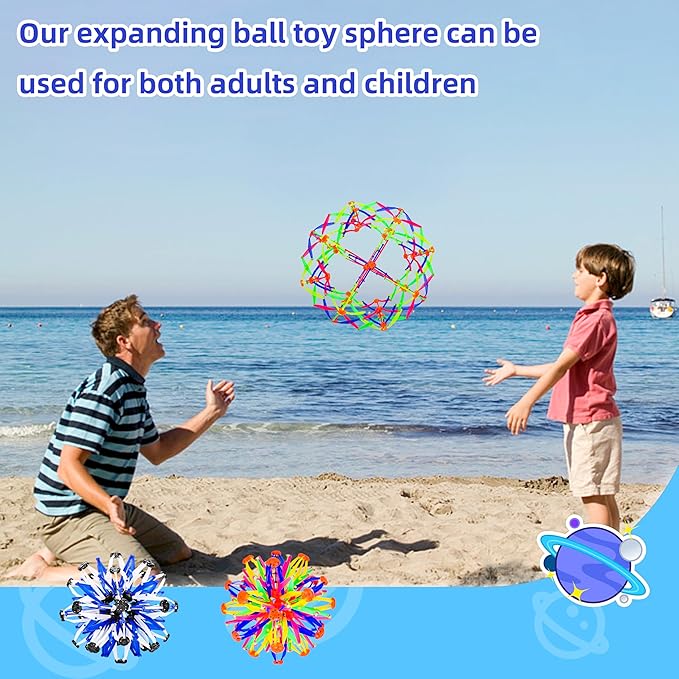 2Pcs Colorful Sphere Expandable Breathing Balls Fidget Toy-Great Anxiety Stress Reliever,Collapsible Expanding Magic Ball Toys for Kids &amp; Adults Mindfulness Meditation Practices , Yoga -ADHD