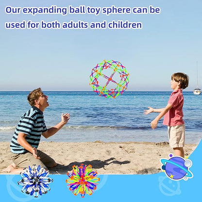 2Pcs Colorful Sphere Expandable Breathing Balls Fidget Toy-Great Anxiety Stress Reliever,Collapsible Expanding Magic Ball Toys for Kids &amp; Adults Mindfulness Meditation Practices , Yoga -ADHD