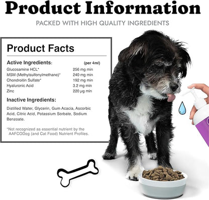 Liquid Glucosamine for Dogs Cats &amp; Horses with Chondroitin, MSM, and Hyaluronic Acid, Hip &amp; Joint Supplement for Mobility &amp; Comfort, Supports Joint Health &amp; Flexibility, Mobility, &amp; Protection, 32 oz