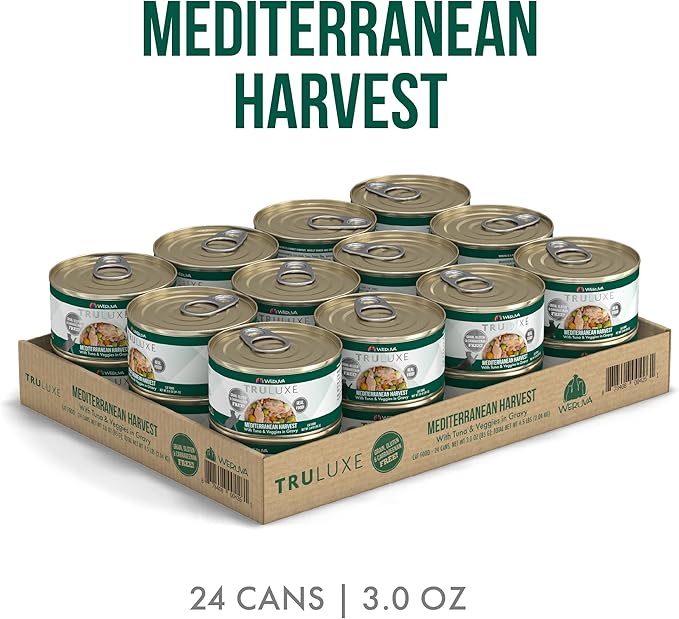 Weruva TruLuxe Cat Food, Mediterranean Harvest with Tuna Whole Meat &amp; Veggies in Gravy, 3oz (Pack of 24)