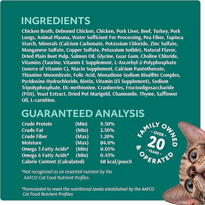 Optimeal Grain-Free Wet Cat Food – Chicken &amp; Turkey Recipe, High Protein &amp; Moisture Rich Indoor Adult Cats Food, Tender Morsels in Savory Gravy Natural Ingredients - 3 oz Pouches, 12 Pack