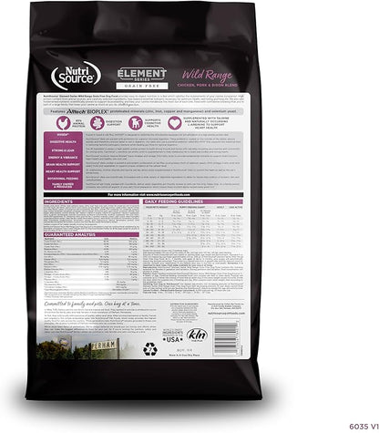 NutriSource Element Series Wild Range Dry Dog Food, Chicken, Pork &amp; Bison, 4LB