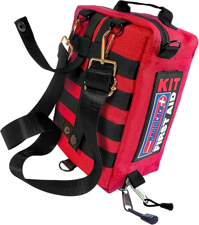 Rapid Care First Aid Kit – 300+ Piece Emergency Medical Kit with Bonus 95-Piece Travel Pack – Outdoor, Workplace, and Home Use – Color Coded &amp; Labeled for Quick Access