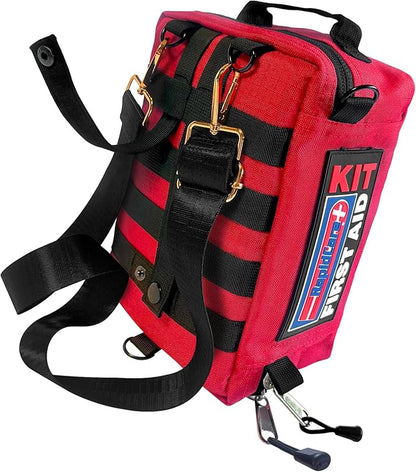 Rapid Care First Aid Kit – 300+ Piece Emergency Medical Kit with Bonus 95-Piece Travel Pack – Outdoor, Workplace, and Home Use – Color Coded &amp; Labeled for Quick Access
