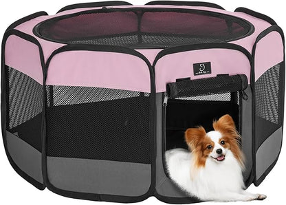 A 4 Pet Portable Cat Play Pen for Cats, 27" Foldable Kitten Playpen for Puppy/Cat/Rabbit/Chick, with Removable Zipper Top &amp; Mesh Panel(11”W × 7.5”H)