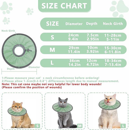 Lightweight Cat Cone Collar Soft, Soft Comfortable Cat Recovery Collar After Surgery, Elizabethan E Collar for Cats, Cone for Cats to Stop Licking (Mint Green, Medium)