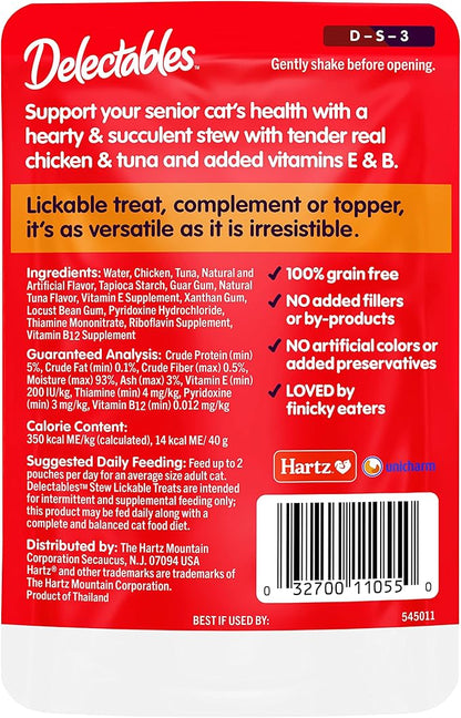 Hartz Delectables Stew Senior Lickable Wet Cat Treats, Multiple Flavors 1.4 Ounce (Pack of 12)