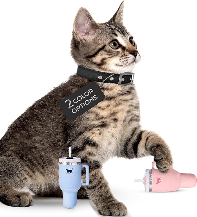 Kitty Cup Tumbler Cat Toy – Funny Cat Birthday Gifts with Catnip &amp; Crinkle Paper, Cute Girl Kitten Toys (Pink Peach Dust)