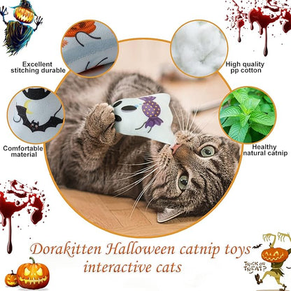 Dorakitten Catnip Toys Interactive Cat 5PCS Cats Chew Plush Ghost Toys &amp; Pet Stuffed Nip Pillow &amp; Kitten Best Kicker Toy Cute and Soft Teething Supplies for Moving Kitty Indoor