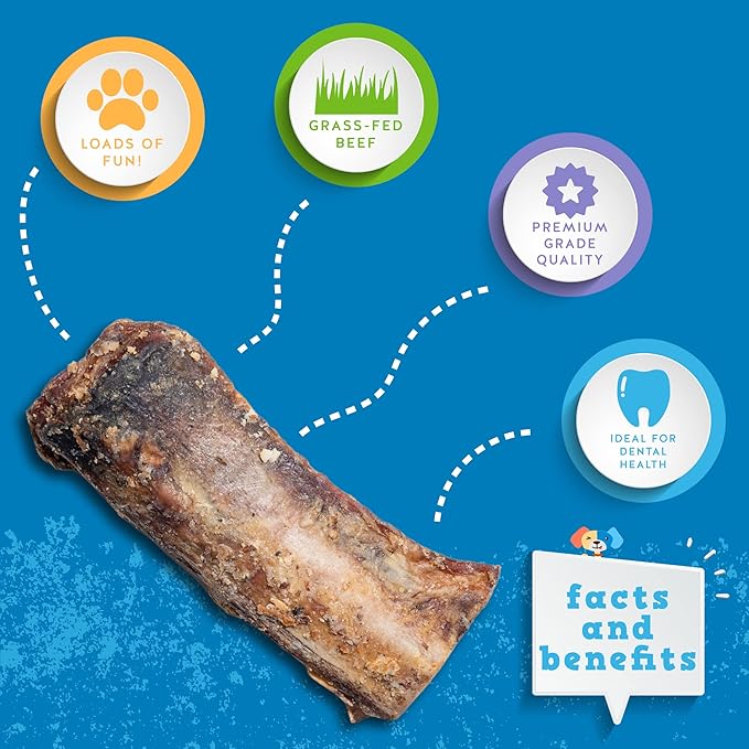 Jack&amp;Pup Rib Bones for Dogs, All Natural Beef Bones for Dogs, Single Ingredient Bone Marrow, Dog Rib Bone Bites (24 Oz Bag)
