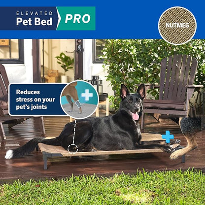 Coolaroo Pro Elevated Dog Bed - Low-Profile Access, Moisture-Resistant Cover, Breathable Fabric &amp; Tool-Free Setup, Nutmeg, Standard