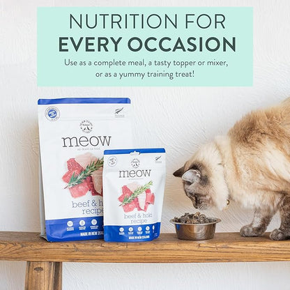 Meow Air Dried Cat Food - Beef &amp; Hoki Recipe,High Protein Dry Cat Food, Training Treats, Meals &amp; Toppers,3.5oz