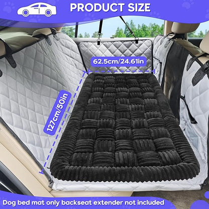Dog Car Bed Mat, Non-Slip Backseat Extender Pet Blanket, Plaid Dog Bed for SUVs, Sedans &amp; Trucks, Chew-Resistant Travel Pad for Dogs, Easy Clean &amp; Scratch-Proof &amp; Comfort (50"x24.6") Black