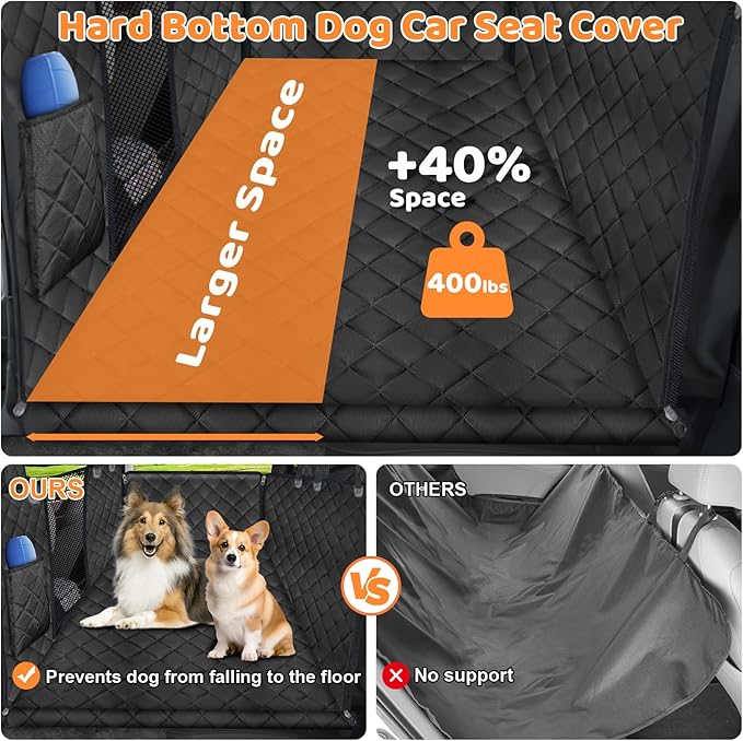 URPOWER Dog Back Seat Extender for Tesla Model Y, Hard Bottom Dog Car Seat Cover Holds 400 lbs, Waterproof Dogs Hammock for Car Pet Backseat &amp; Door Protector Dogs Car Bed for Model Y 2025-2020