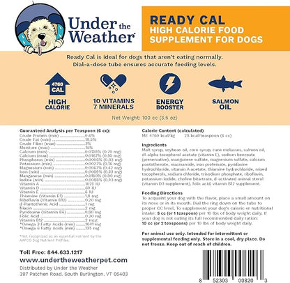 Under the Weather Pet | Ready Cal for Dogs 100cc | High Calorie Supplement | Weight Gainer and High Calorie Booster | 10 Vitamins, 7 Minerals &amp; Omega Fatty Acids