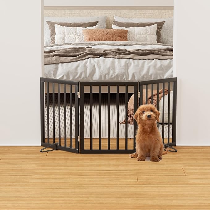 Black 18-55" Foldable Pet Gate for Stairs &amp; Doorways, Puppy Gate Fence