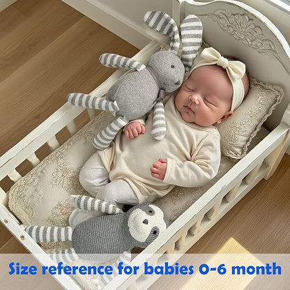 Organic Baby Toys Grey Bunny Rabbit Stuffed Animal 7.1"