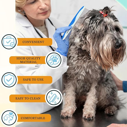 Dog Grooming Comb for Matting, Dog combs for grooming matting, Dematting Comb for Dogs and Cat with Stainless Steel Teeth &amp; Non-Slip Handle (Style 1- Blue)