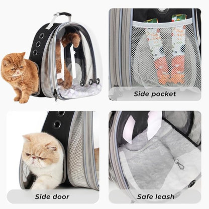 Lollimeow Cat Carrier Backpack, Bubble Expandable Backpack Carrier, Pets and Small Dogs,Airline-Approved, Designed for Travel, Hiking, Walking &amp; Outdoor Use (Front Expandable-Black)