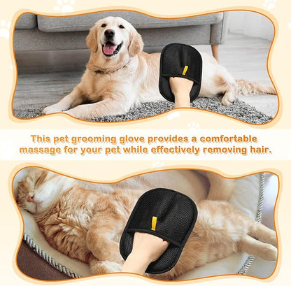 Pet Hair Removal Glove, 2025 New Reusable Electrostatic Glove for Cats &amp; Dogs, Effective Pet Hair Remover for Furniture, Couch, Carpet, and Car Seats (3PCS)