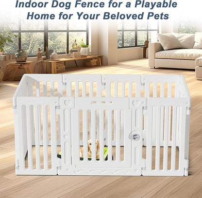 Dog Playpen with Door, DIY Shape Combination Puppy Pen,25.5" H 10-Panel Dog Fence,Non-Slip &amp; Secure Pet Gate, Easy to Assemble