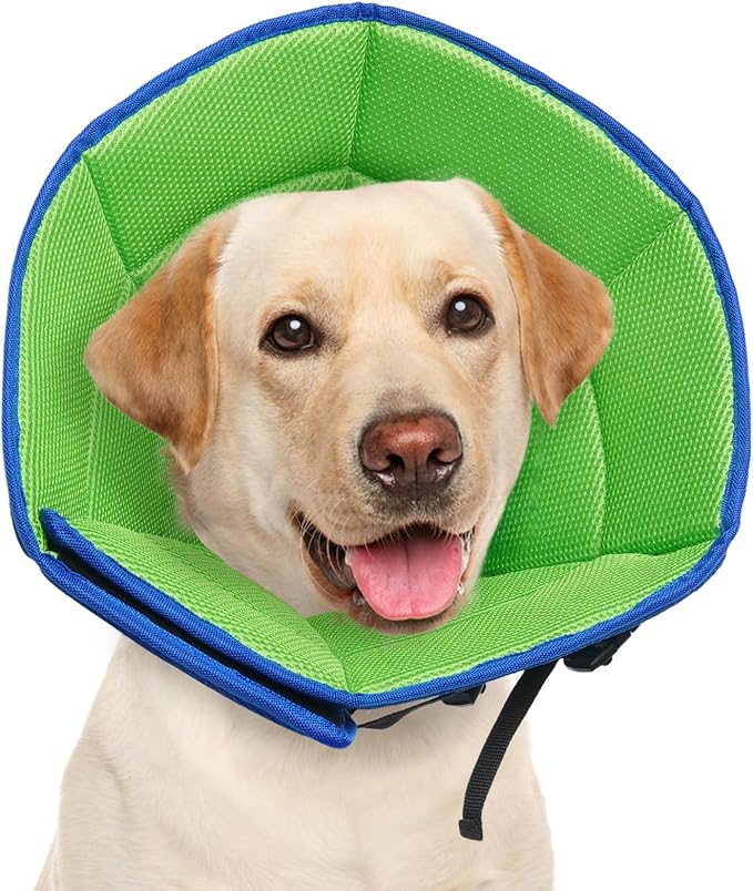 Dog Cone Collar L, Soft Cones for Large Medium Small Dogs,Adjustable Dog Cone Alternative to Stop Licking, Comfy Elizabethan Collar for After Surgery Wound Healing &amp; Hot Spots Blue