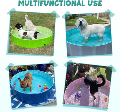 Furrybaby Dog Pool, Kiddie Pool with Hard Plate Collapsible Pet Bath Foldable Swimming Pet Pool Portable Grey 39&
