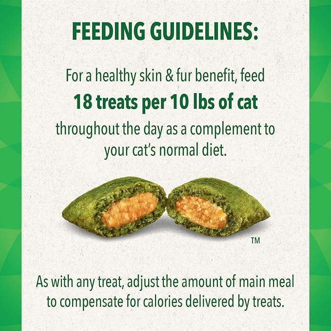 Greenies Feline Smartbites Skin &amp; Fur Crunchy and Soft Natural Cat Treats, Salmon Flavor, 4.6 oz. Pack (Pack of 2)