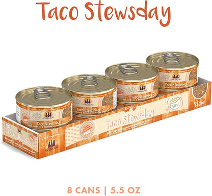 Weruva Classic Cat Stews!, Taco Stewsday with Beef, Chicken &amp; Salmon in Gravy, 5.5oz Can (Pack of 8)