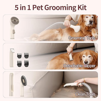 Dog Grooming Vacuum Kit, 2.5L Large Capacity, Dogs &amp; Cats Vacuum for Shedding, 4 Pet Grooming Tools, Low Noise, Dog Nail Clipper as A Gift