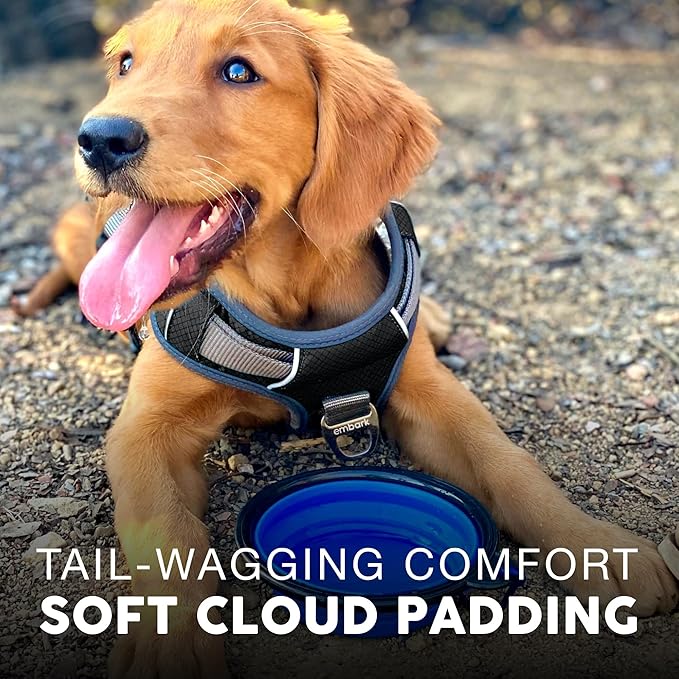 Embark Adventure Dog Harness, Reflective Trim No Pull Dog Harness for Large Dogs - Military Grade Nylon, Front Clip with Gel Lined Handle. Soft &amp; Padded Puppy for Any Breed