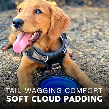Embark Adventure Dog Harness, Reflective Trim No Pull Dog Harness for Large Dogs - Military Grade Nylon, Front Clip with Gel Lined Handle. Soft &amp; Padded Puppy for Any Breed