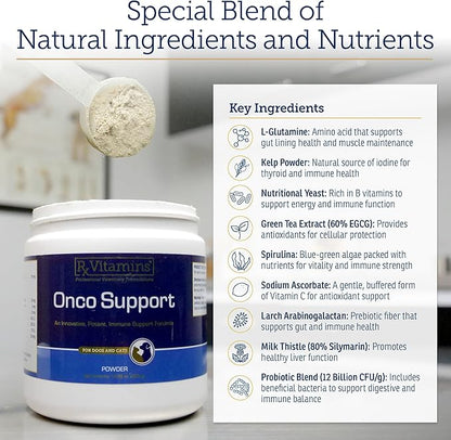 Rx Vitamins Onco Support - Dog &amp; Cat Immune Support Supplement with Milk Thistle, Spirulina, Kelp Powder - Aids in Gut Health and Digestive Support - 300g