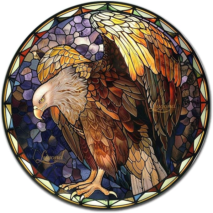 Lygond Metal Tin Vulture Sign - Stained Glass, 88 Inches, For Garden &amp; Gift