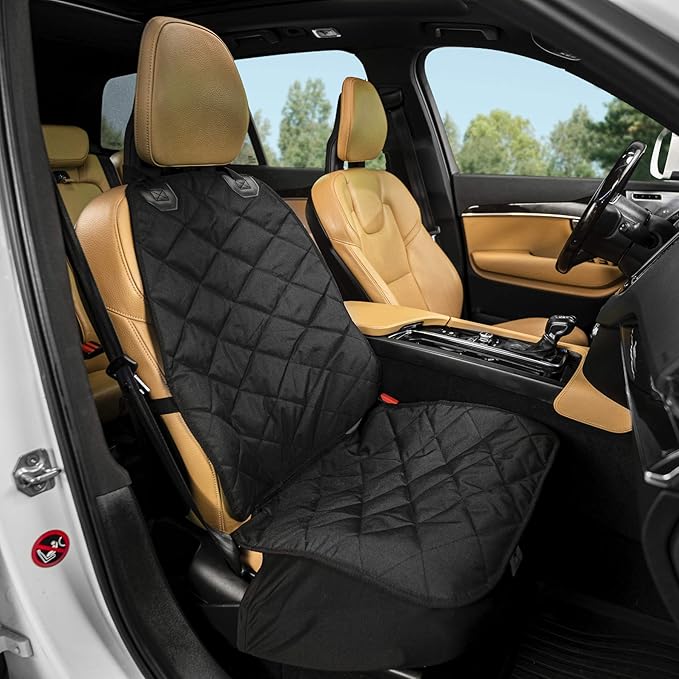 Plush Paws Products Premium Bucket Car Seat Protector | Diamond Stitching | Washable &amp; Waterproof Front Seat Dog Cover Car, Truck, &amp; SUV | Nonslip, Tear Resistant Pet Passenger Seat Cover | Black