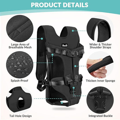 Lukovee Dog Backpack Carrier, Legs Out Easy-fit Dog Front Carrier for Small Medium Dogs, Adjustable Hands Free Dog Chest Carrier for Hiking Cycling (B,Medium)
