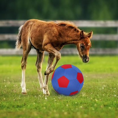 Herding Ball for Dogs Horse Ball &amp; Cover 25" for Horses Large with Hand Pump for Play, Blue and Red