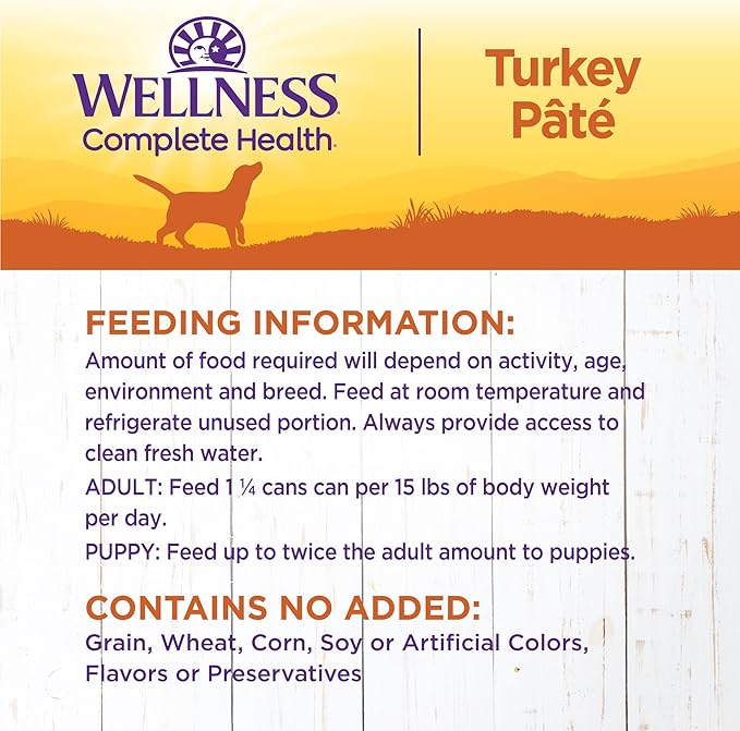 Wellness Complete Health Natural Wet Canned Dog Food Turkey &amp; Sweet Potato, 12.5-Ounce Can (Pack of 12)
