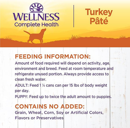 Wellness Complete Health Natural Wet Canned Dog Food Turkey &amp; Sweet Potato, 12.5-Ounce Can (Pack of 12)