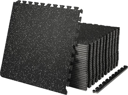 VEVOR 0.56 inch Thick 25 PCS 100 sq.ft Gym Floor Mats, 25" x 25" EVA Foam &amp; Rubber Gym Flooring Workout Floor Mats, Waterproof Exercise Puzzle Flooring for Gym, Home, Garage, Baseme