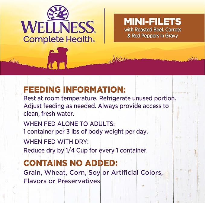 Wellness Petite Entrées Mini-Filets with Roasted Beef, Carrots &amp; Red Peppers in Gravy, 3-Ounce Cup (Pack of 12)