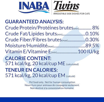 INABA Twins for Cats, Side Dish/Topper Cups, 1.23 Ounces per Serving, 16 Servings, Tuna &amp; Chicken with Scallop Recipe