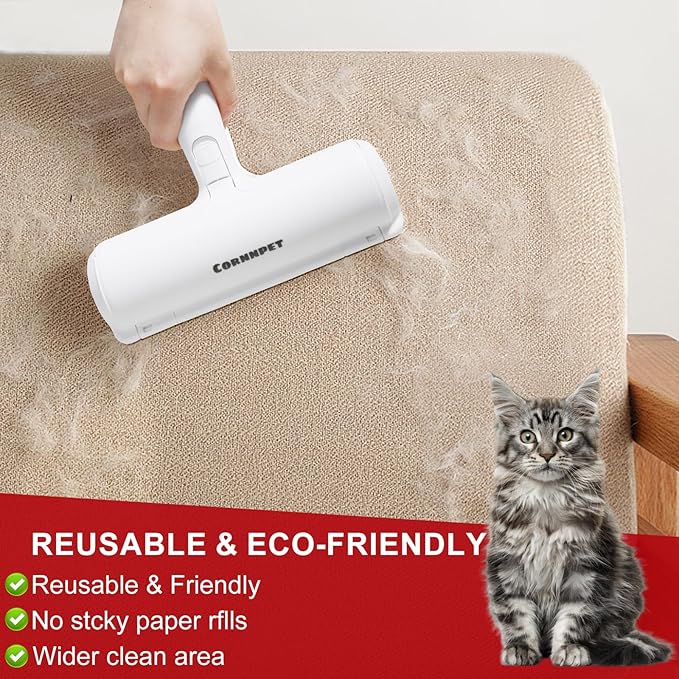 Pet Hair Removal Tool – Reusable Lint Roller for Dogs &amp; Cats – Self-Cleaning Fur Remover Brush - Portable, Multi-Surface Fur Removal Tool - Glove Brush and Pet Hair Extra Sticky Roller