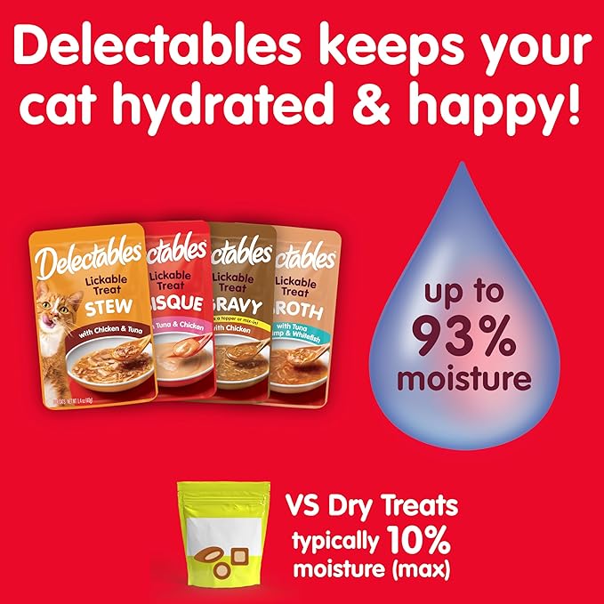 Hartz Delectables Savory Broths Tuna &amp; Salmon Lickable Wet Cat Treats, 12 Count