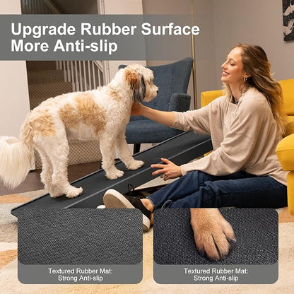 ABORON Dog Ramp,Adjustable Folding Pet Ramp for Bed,Couch,SUV - High Traction Portable Rubber Paw Ramps,Great for Small &amp; Large Old Dogs &amp; Cats, Supports up to 200 lbs,39.3&