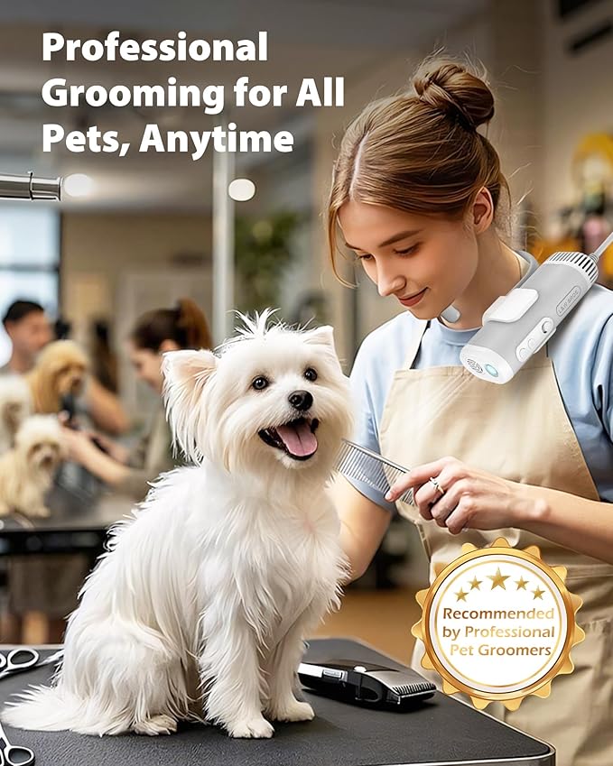 L&amp;W BROS. Hands-Free Dog Dryer – Powerful &amp; Professional Pet Blow Dryer for Small &amp; Medium Dogs &amp; Cats, Adjustable Airflow, Easy Storage, Negative Ion Technology (Gray)
