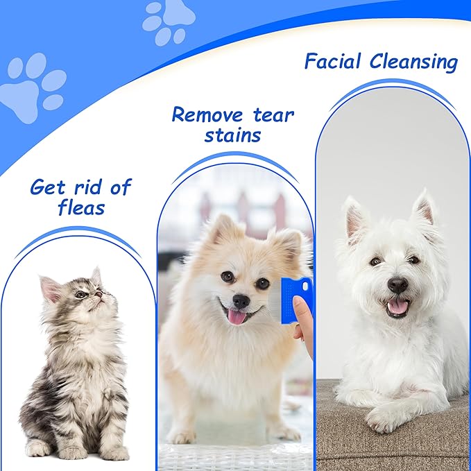 2 Pack Professional Eye Comb For Pets,Stainless Steel Tear Stain Remover For Cats &amp; Dogs,Gentle Round-Head Grooming Tool,Precisely Removes Stains, Dirt And Debris From The Eye Area